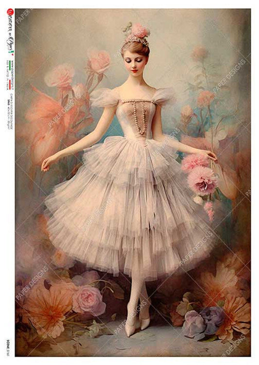 Elegant Ballerina Soft Pink | Rice Paper Decoupage | US Paper Designs | Scenes 0161 | A4