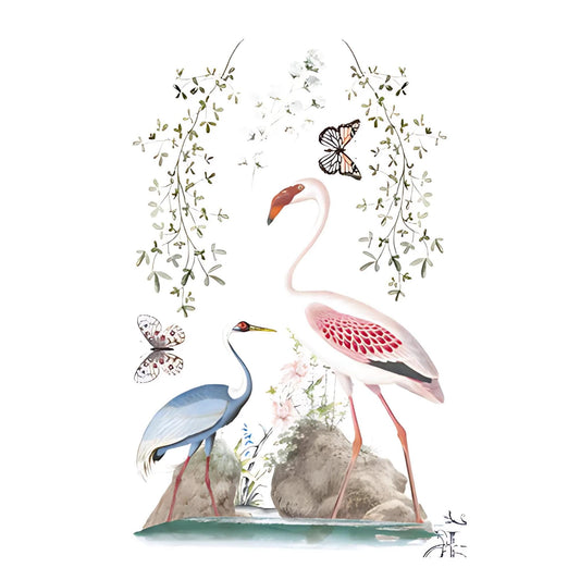 Birds of Paradise 4 Images | Rub On Furniture Transfers | Hokus Pokus | Furniture Decals | 37" x 23.6"