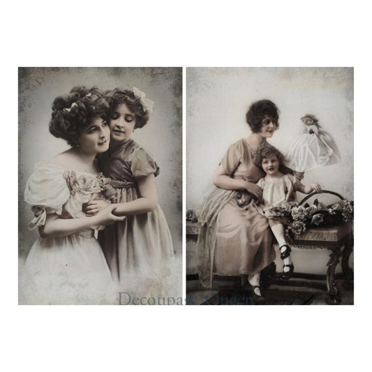 Moms and Daughters | 5 Images | Decoupage Paper | Rice Paper Decoupage | Decoupage Queen | A4 and A3