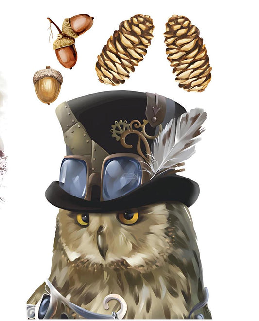 Steampunk Owl Adventures | 4 Sheets | Rub On Transfers | Dixie Belle Belles and Whistles | Transfer | 4 Sheets Totaling 24" x 37.2"
