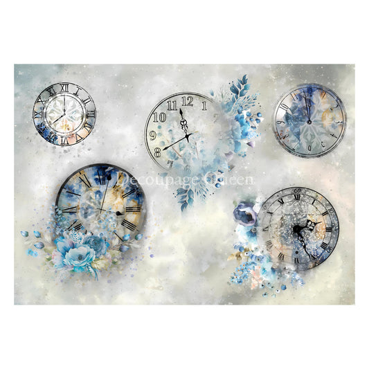 Frozen In Time | Rice Paper Decoupage | Dainty and The Queen | Decoupage Queen | Mixed Media | A4