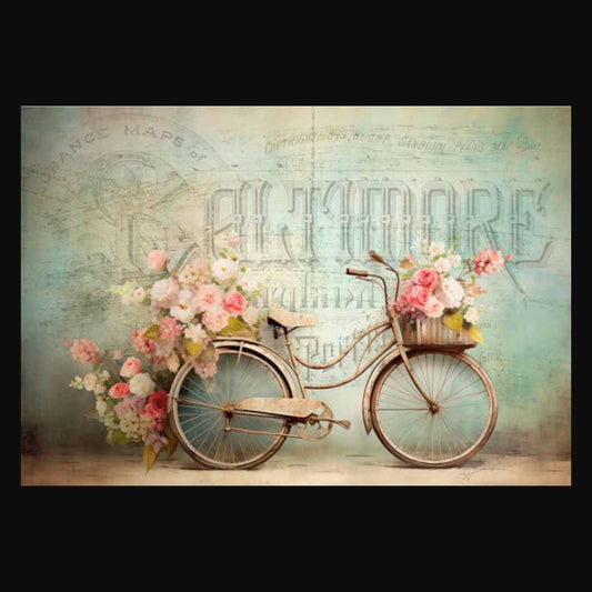 Floral Bicycles 4 Pack | 4 Images | Rice Paper Decoupage | US Paper Designs | A4 & A3
