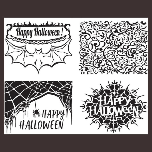 Happy Halloween | Dixie Belle Paint | Belles and Whistles | 4 Stencils In One | 10mil | 4 Designs - 7 "x 9" each