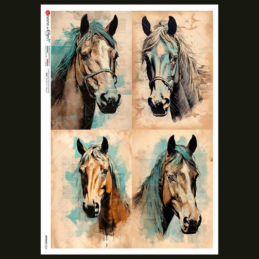 Horse Sketches | Rice Paper Decoupage | Animals 0223 | Paper Designs Italy | A4 and A3