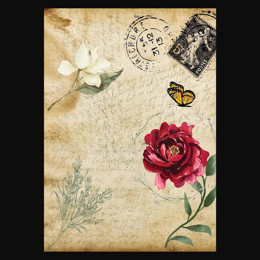 Old Postcard | Rice Paper Decoupage | Belles & Whistles | Dixie Belle Paint | Sizes A3