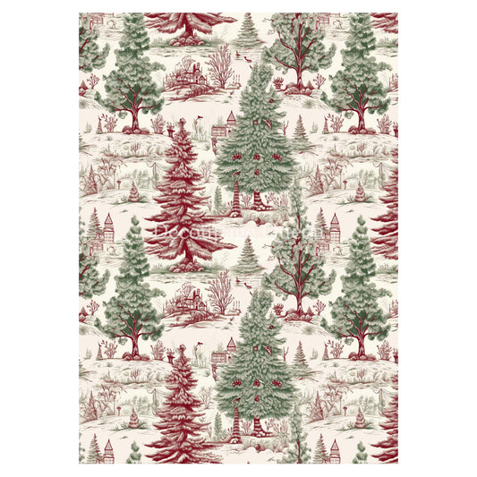Evergreen Toile | Rice Paper Decoupage | Decoupage Queen | New | A4