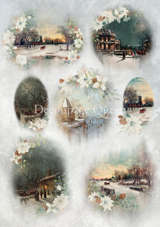 Winter Scenes | A4 | Rice Paper Decoupage | Dainty and The Queen | Decoupage Queen | Bundle and Save