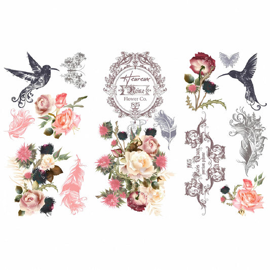 Jardin DOiseaux | Rub On Furniture Transfers | Hokus Pokus | Furniture Decals | 35" x 23"
