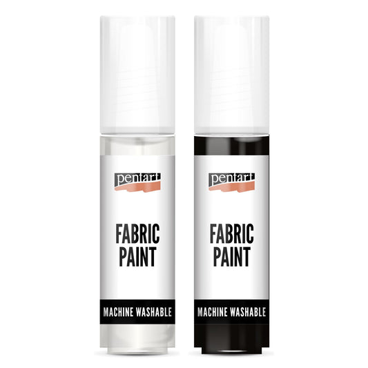 White or Black | Fabric Paint | Matte | Mixed Media | Pentart | 2 Colors | 20ml
