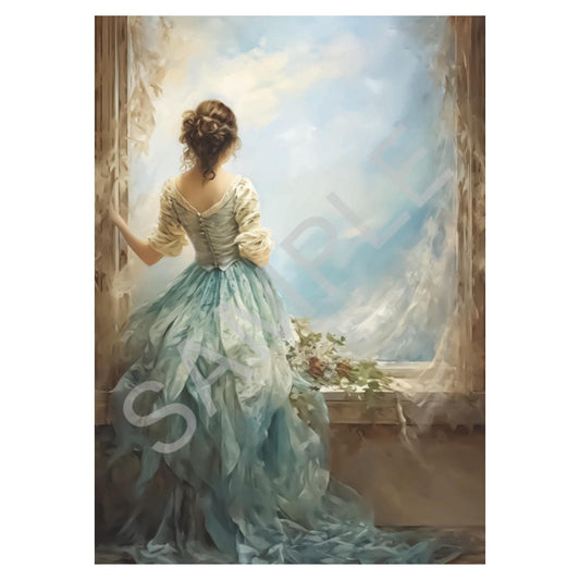 Girl At Window | Calambour Dreamscape | Rice Paper Decoupage | 2 Sizes