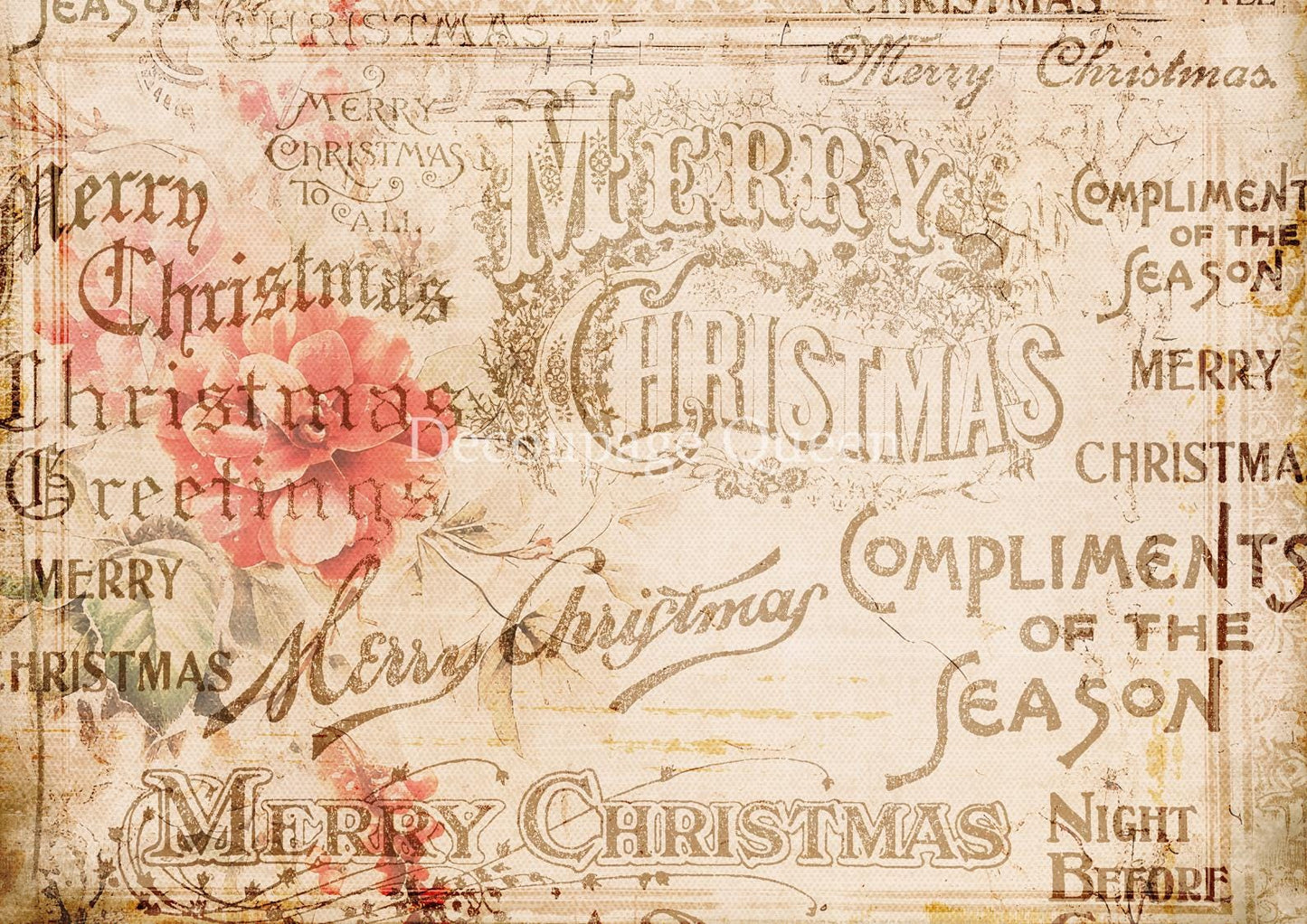 Compliments of the Season | Rice Paper Decoupage | Decoupage Queen | New | A4