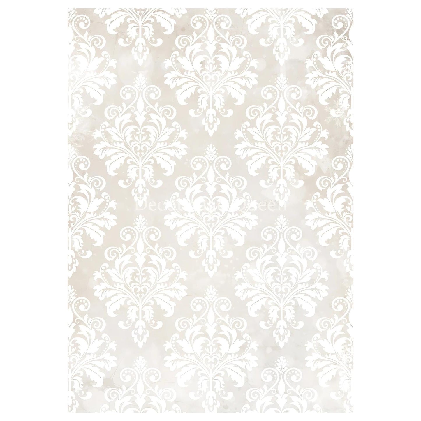 Cream Damask | Rice Paper Decoupage | Decoupage Queen | Mixed Media | A4 and A3