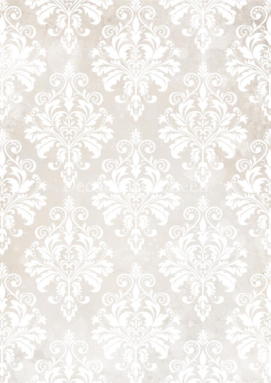 Cream Damask | Rice Paper Decoupage | Decoupage Queen | Mixed Media | A4 and A3