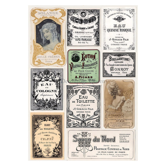 Perfume Labels | Rice Paper Decoupage | Decoupage Queen | A4
