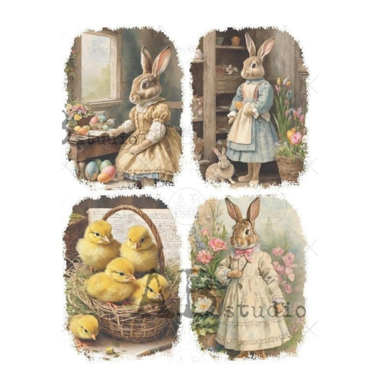 Easter Ladies in Dress 4707 | Rice Paper Decoupage | AB Studios | A4