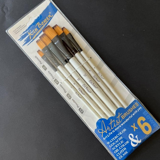 Synthetic Artist Brush Set | Decoupage Queen Brush | Mixed Media Tool | Set of 6 Brushes