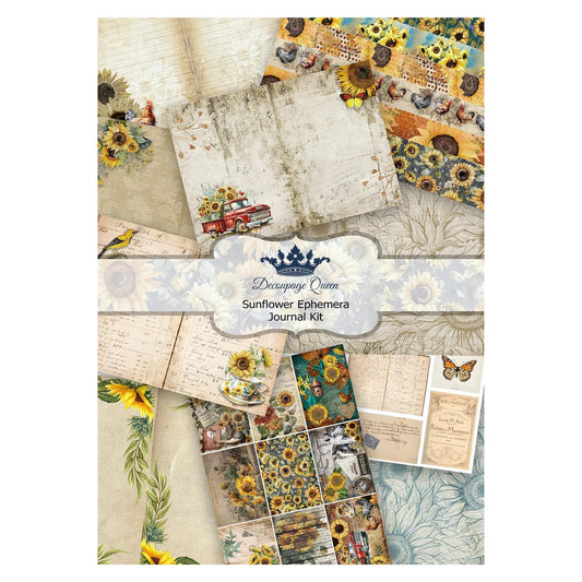 Sunflower Ephemera Journal | Decoupage Queen | 10 Pages |  Journaling Paper