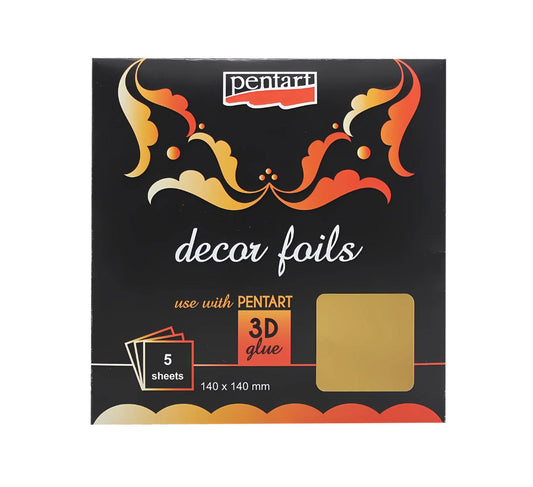 Gold Decor Foil Metallic Sheets | Foils Sheets | Pentart | 5.51" x 5.51" | 5 Sheets