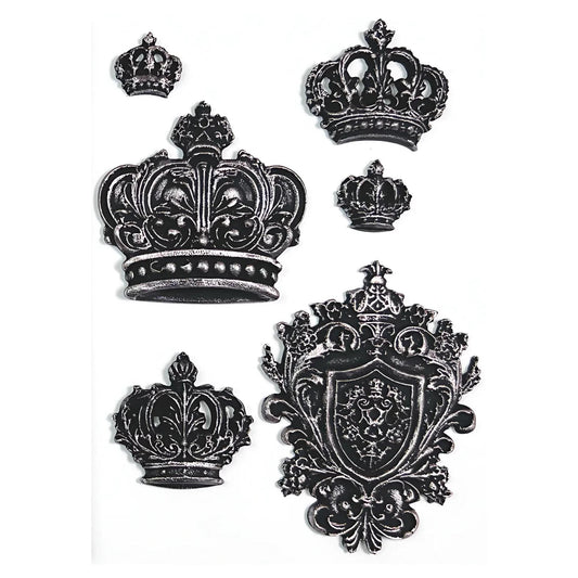 Regal Crowns | Silicone Décor Moulds | Decoupage Queen | 8" x 5" | Mixed Media | Limited Edition