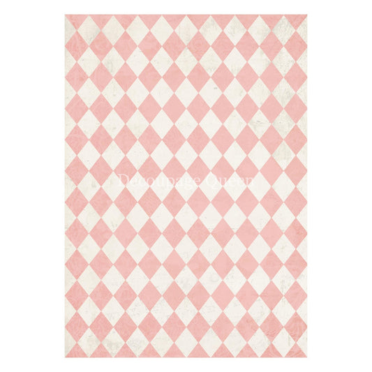 Pink and Ivory Harlequin | Teresa Rene Art | Designed In The USA | Printed In Italy | Decoupage Queen | A4