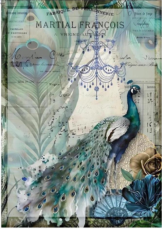 Peacock Four Pack | Four Images | Decoupage Paper | Rice Paper Decoupage | Decoupage Queen | A4, A3