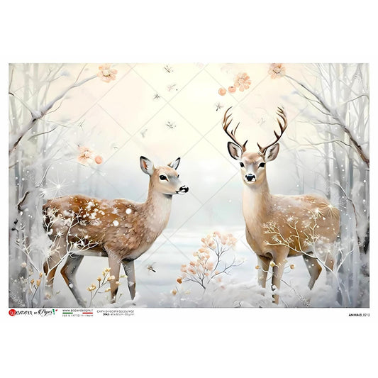 Mom and Dad Deer | Rice Paper Decoupage | Paper Designs Animals 0212 | A4