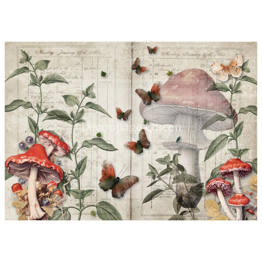 Mushroom Fantasy | 2 Images | Rice Paper Decoupage | Decoupage Queen | A4