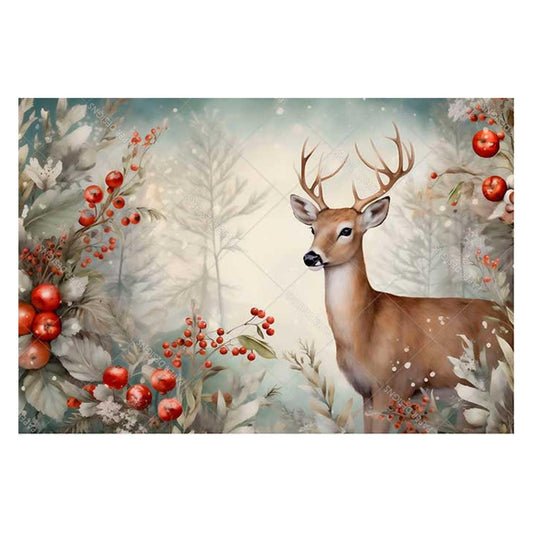 Festive Buck Side Portrait | Rice Paper Decoupage | Paper Designs Animals 0215 | A4