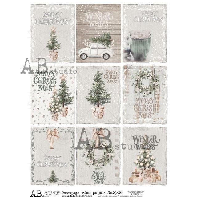 Farmhouse Christmas 9 Pack | Rice Paper Decoupage | AB Studios 2504 | A4