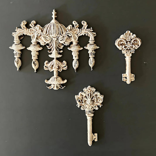 Chandelier and Keys | Décor Moulds | Leaves | LaBlanche | 8" x 5" | Very Limited Edition