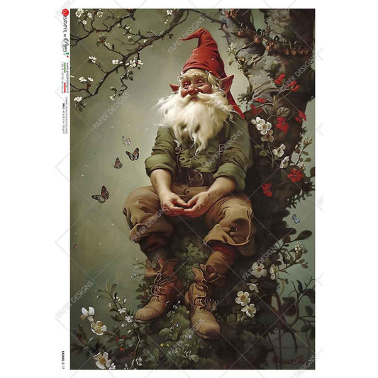 Pondering Christmas Gnome | Rice Paper Decoupage | Paper Designs 0117 | A4