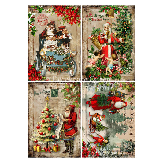 Vintage Festivities | A4 | Rice Paper Decoupage | Decoupage Queen | A4