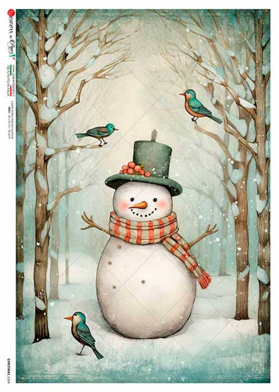 Country Snowman | Rice Paper Decoupage | Paper Designs 0364 | A4