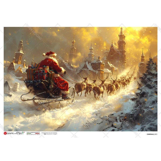 Sledding Through Town II | Rice Paper Decoupage | Paper Designs 0372 | A4
