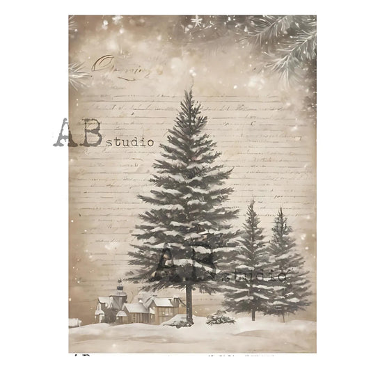 Winter Trees | Rice Paper Decoupage | AB Studios 2484 | A4