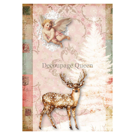 Pink Deer | Rice Paper Decoupage | Decoupage Queen | A4