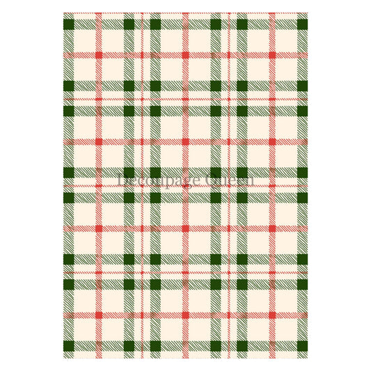 Christmas Plaid | Rice Paper Decoupage | Decoupage Queen | Mixed Media | A4 and A3