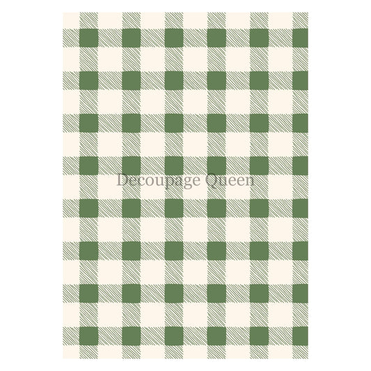 Green Checks | Rice Paper Decoupage | Decoupage Queen | Mixed Media | A4 and A3