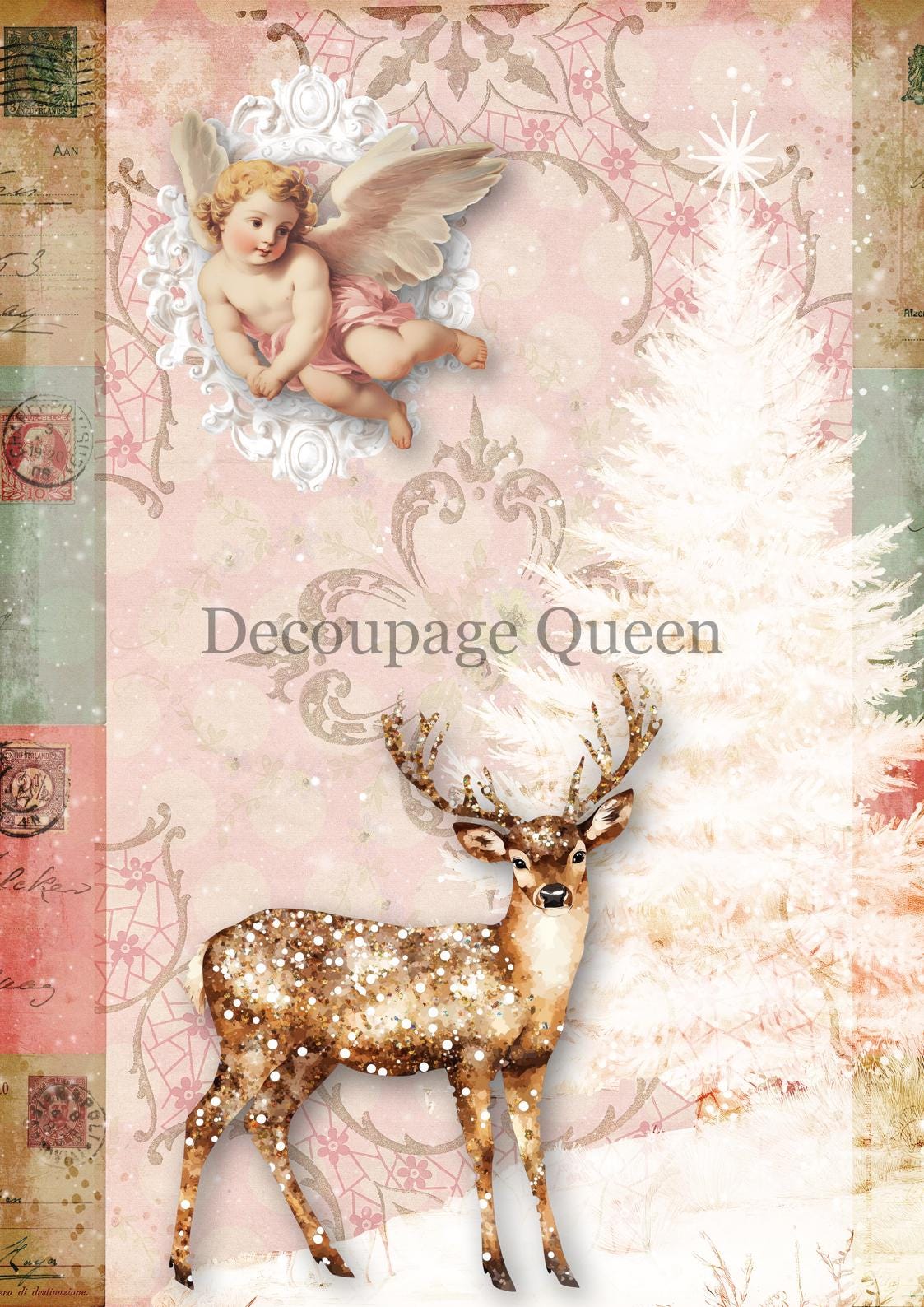 Pink Deer | Rice Paper Decoupage | Decoupage Queen | A4