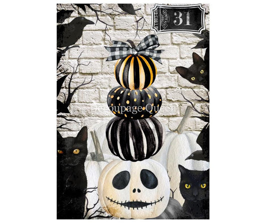 Tall Pumpkins | Rice Paper Decoupage | Decoupage Queen | A4