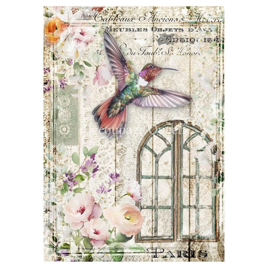 Airy Hummingbird | Rice Paper Decoupage | Decoupage Queen | 2 Sizes