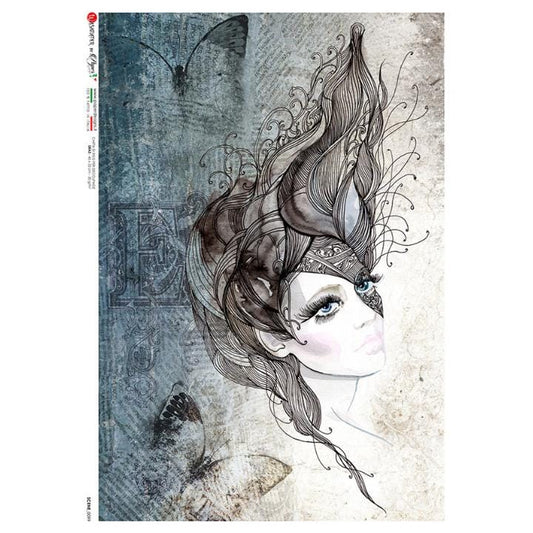 Beautiful Lady | Rice Paper Decoupage | Paper Designs Scenes 0099  | A4