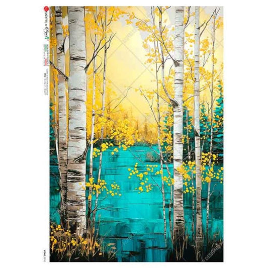 Birch Trees in Spring | Rice Paper Decoupage | Paper Designs Views 0210 | A4