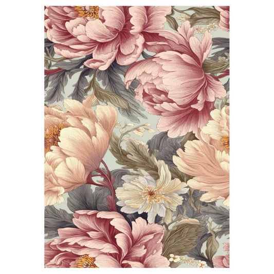Peaceful Peonies | Rice Paper Decoupage | Dixie Belle Paint Company | Belles and Whistles | A1 | 23.39" x 33.11"