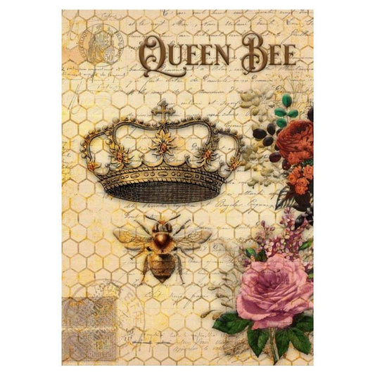 Queen Bee and Roses | Rice Paper Decoupage | Decoupage Queen | 2 Sizes | RETIRED and LIMITED SUPPLY