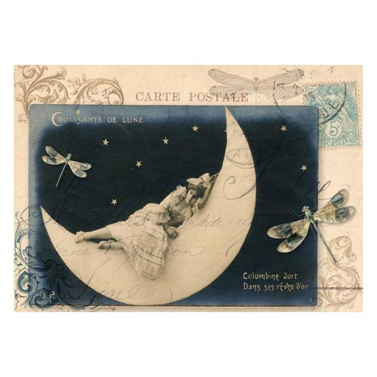 Lady On The Moon | Rice Paper Decoupage | Decoupage Queen | 2 Sizes | RETIRED and LIMITED SUPPLY