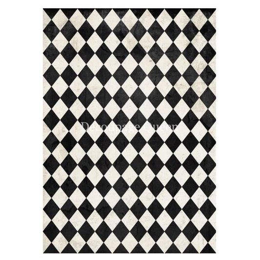 Black and Ivory Harlequins | Rice Paper Decoupage | Decoupage Queen | 2 Sizes