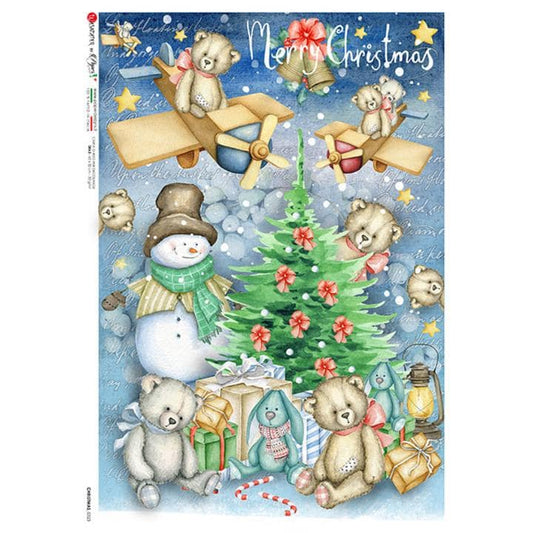 Teddy Bear Christmas | Rice Paper Decoupage | Paper Designs 0323 | JA4