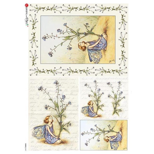 Cicely Mary Barker Purple Dress Fairy  | Rice Paper Decoupage | Paper Designs 0047 | A4