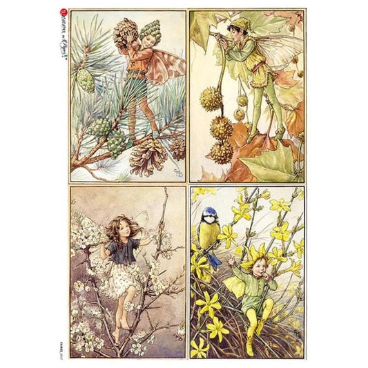 Cicely Mary Barker Fairies Four Pack | Rice Paper Decoupage | Paper Designs 0057| A4